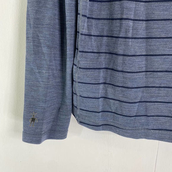 Smartwool Merino Wool 1/4 Zip Base Layer Top Shirt Stripes Mens XL - Picture 5 of 10